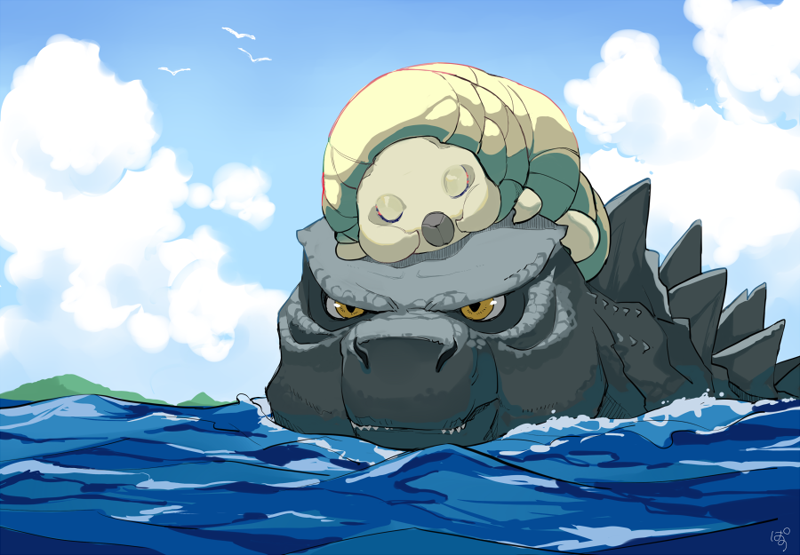 pacota22ma's tweet photo. ゴジモス「着いたら起こしてね」
#Godzilla #Mothra 
#mothzilla https://t.co/uyFh5HiQGn