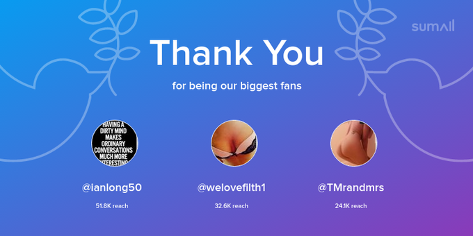 Our biggest fans this week: ianlong50, welovefilth1, TMrandmrs. Thank you! via https://t.co/vfXGQ8T5p7