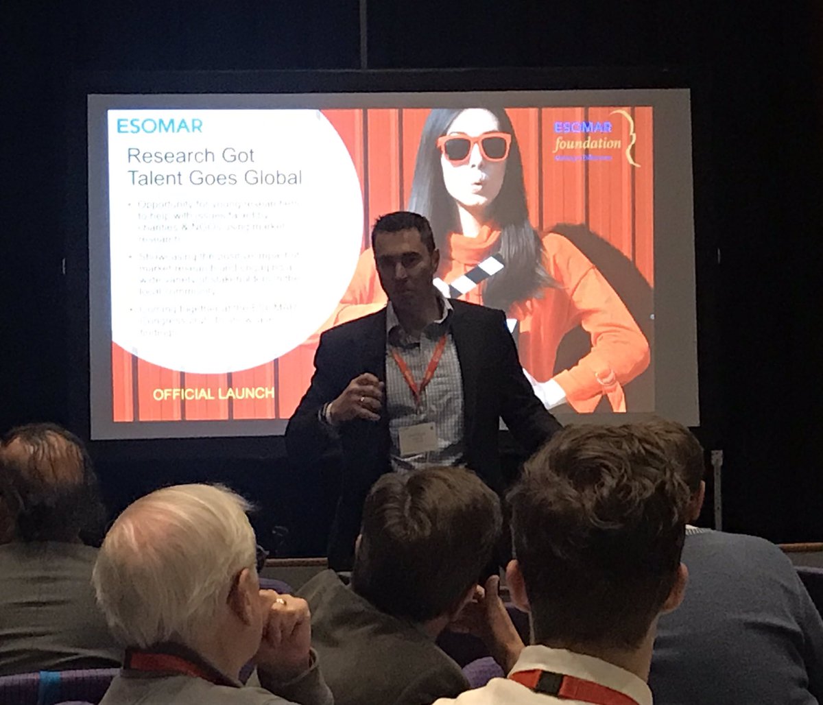 lkhdavison's tweet photo. Chris Farquhar sharing the great @ESOFound #researchhasgottalent initiative at the @ESOMAR Congress this morning, connecting young researchers with mentors. Great stuff! #mrx https://t.co/QWIB8pOMFa