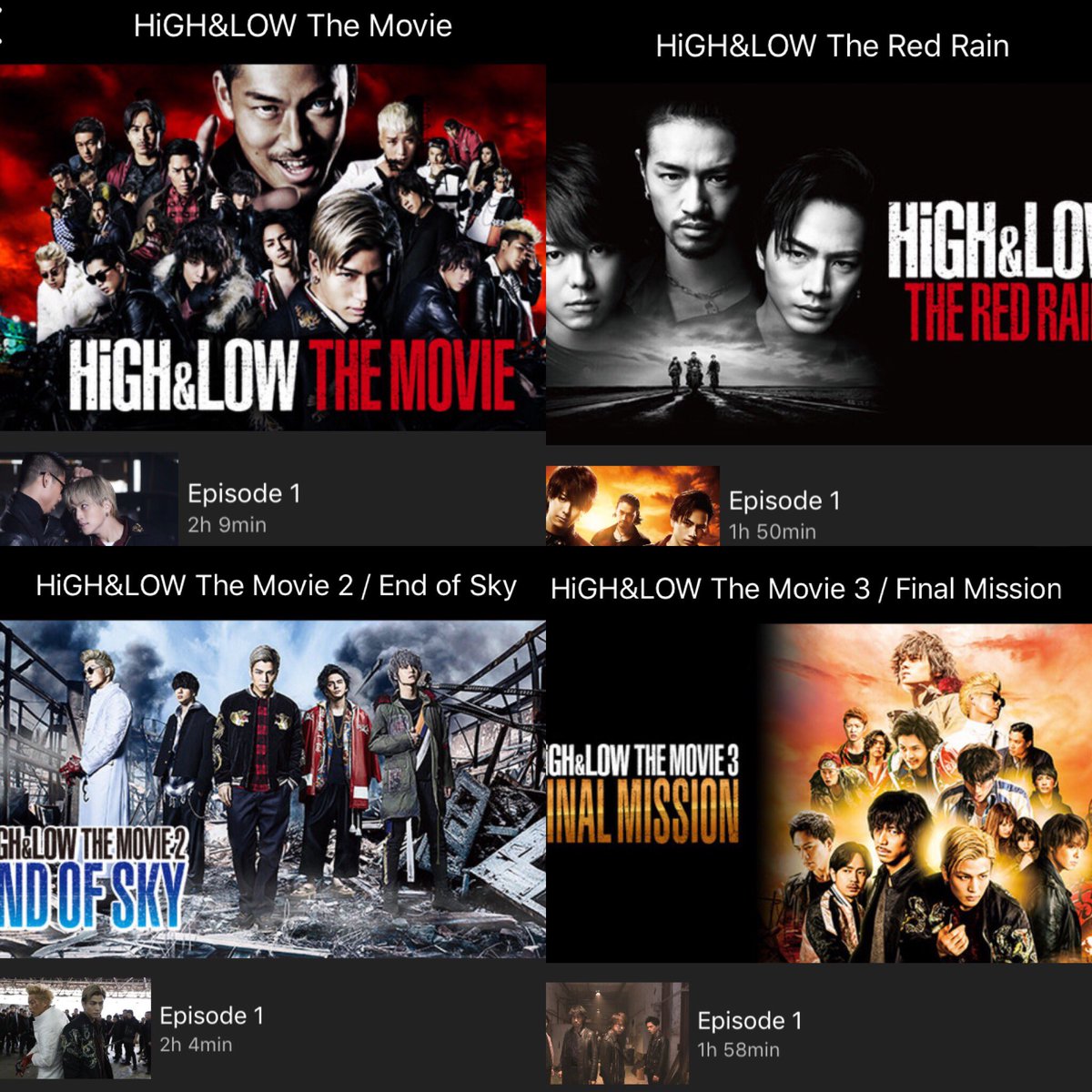 Yeonmi High Low The Movie High Low The Red Rain High Low The Movie 2 End Of Sky High Low The Movie 3 Final Mission ーーーー いろんな意味で予想外 それと自動再生の順番が違いますからね T Co I6atmcbr6j