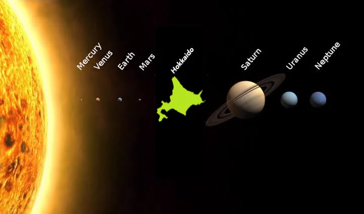 北海道の大きさが非常によくわかる画像をご用意された結果？北海道でか過ぎるwww