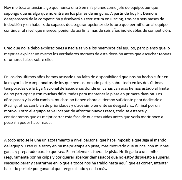 PitDemons's tweet photo. Comunicado de @delosreyes_13 sobre Pit Demons. https://t.co/ANJ0NRAO1a