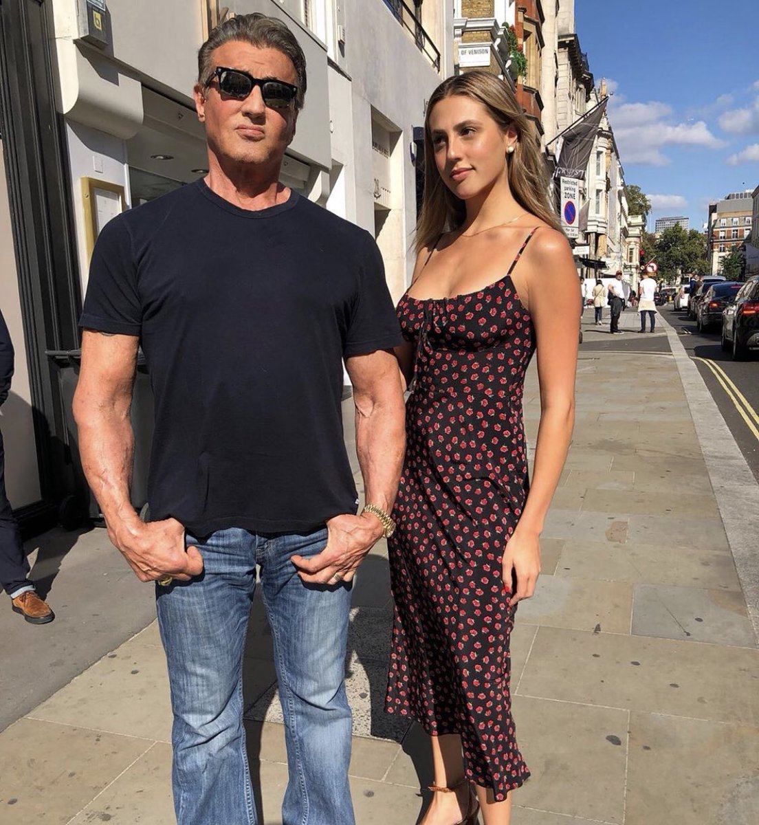 In London with my daughter @sophiastallone … Getting ready to return and do a great deal of #RAMBO publicity.