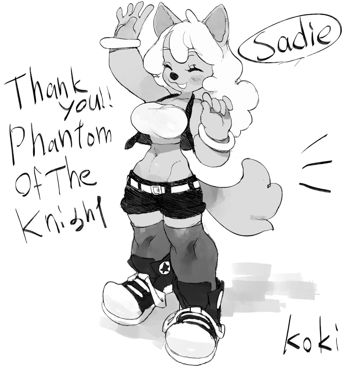 Commission sketch.
 I drew the character Sadie of PhantomOfTheKnight (@POTK_Ken)!
She is so cute! 