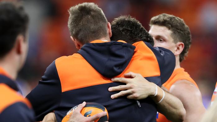 FOXFOOTY's tweet photo. While all eyes were on Brett Deledio, an unlucky Giant produced two classy acts that epitomised his character, writes @bjwaterworth: https://t.co/dQLYilOZKJ #AFLGiantsDogs #AFLFinals https://t.co/b4h9G1JElA