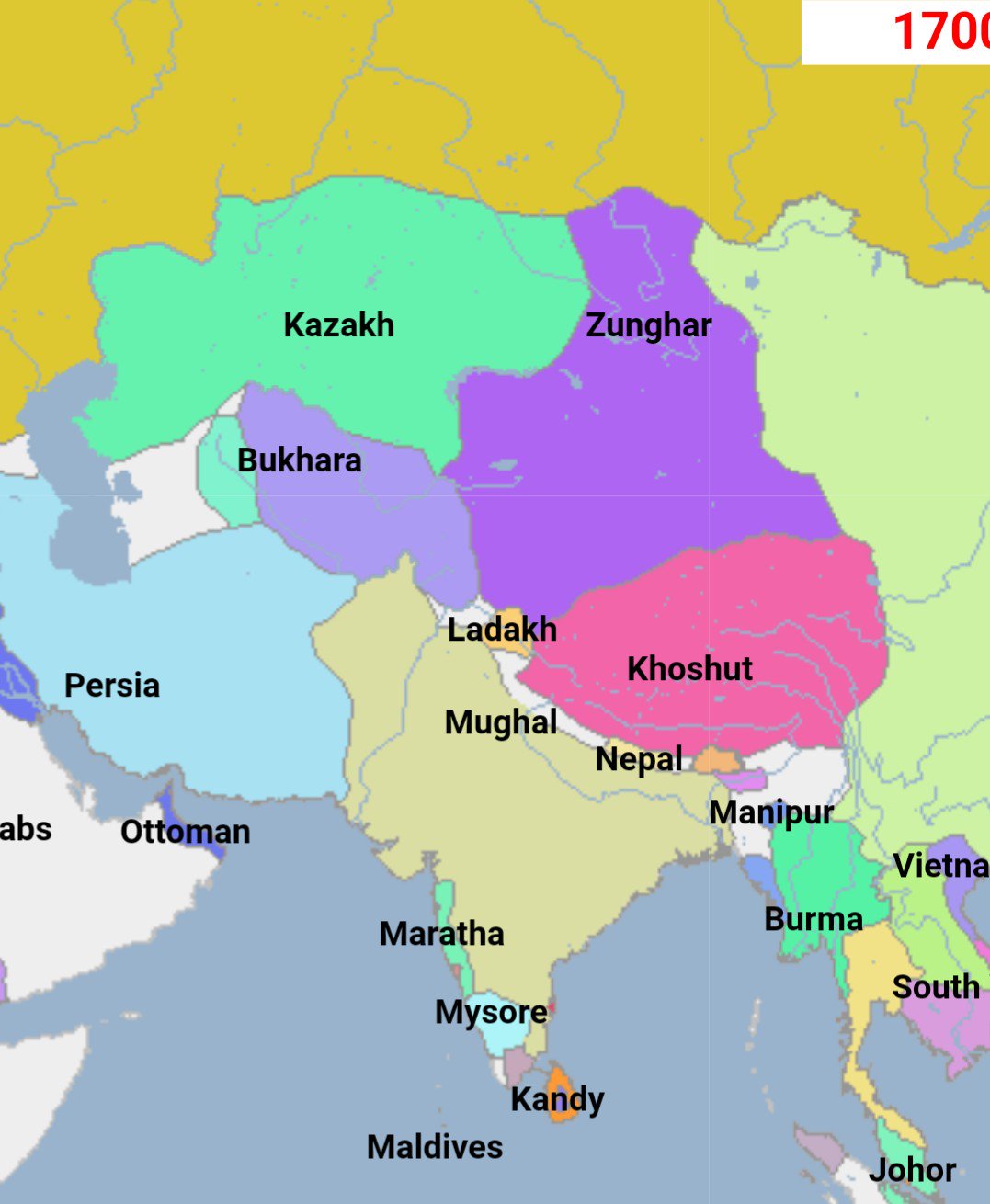 Mughal Empire World Map Grodaeu On Twitter: "Here Is A Map Of The Mughal Empire From The Good  People At Geocron. Never Heard Of The Zunghar And Khoshut Empires.  Https://T.co/Nbck49Y2Br" / Twitter