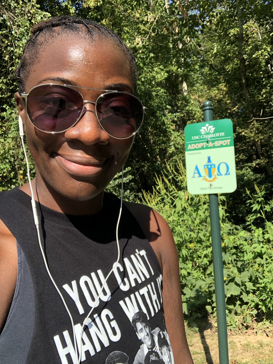 MGspeaksUP's tweet photo. Was walking on #TobyCreekGreenway this AM and spotted on of our @UNCCGoGreek #AdoptASpots shout outs to all chapters that have one! @ATO_UNCC @PiKappUNCC @KappaKappa_AKA @Upsilon_Xi @IotaRho1972 @UNCCKappaDelta @PhiDeltUNCC @SigTau_UNCC @DeltaSigUNCC https://t.co/BrFP5Me0hg
