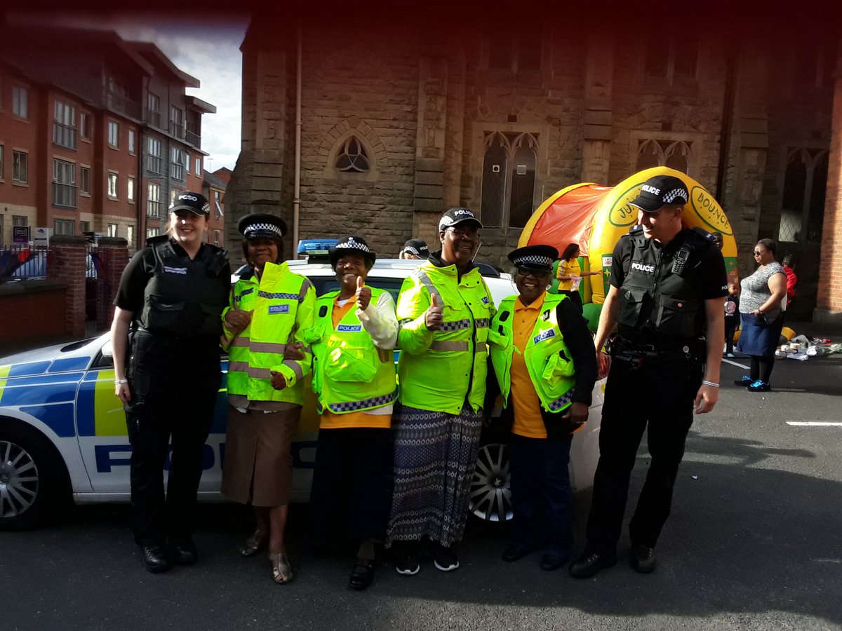 WindrushPreston's tweet photo. Our community services ladies joining in  @LancPolEquality #windrushcommunity #policeopenday #communityfunday https://t.co/oIZsLo117D