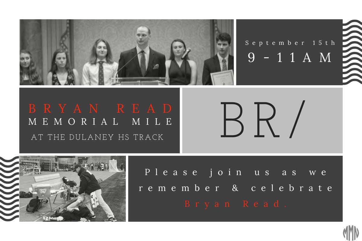 Please join us on September 15th from 9-11am as we remember &amp; celebrate the life of Bryan Read. Registration is free for both runners/walkers, but donations will be accepted. ❤️ <a href="/DulaneyHigh/">Dulaney High School</a> <a href="/dulaneyhighsgo/">Dulaney SGO</a> <a href="/DulaneyLions/">Dulaney Athletics</a> <a href="/DulaneyPTSA/">Dulaney PTSA</a> <a href="/CoachKorrow/">Coach Korrow</a> <a href="/CoachLochte/">Coach Matt Lochte</a> <a href="/fyshrking76/">Sam Wynkoop</a>