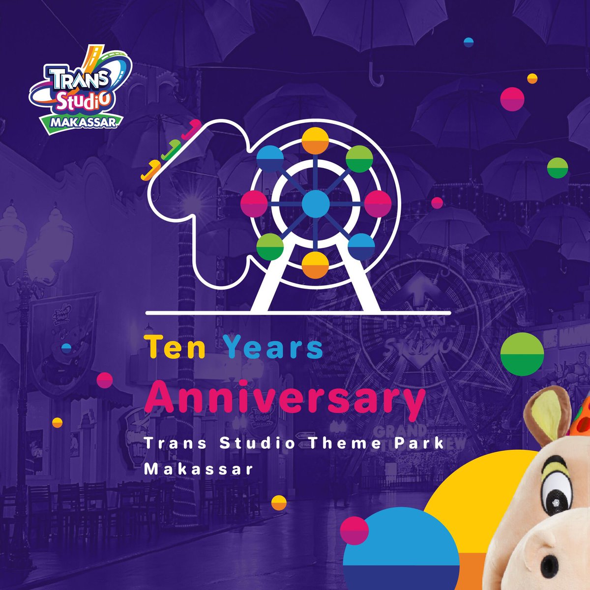TRANS_STUDIOmks's tweet photo. 10 Years Anniversary Trans Studio Theme Park Makassar ada harga special yang berlaku dari tanggal 9 hingga 13 September 2019. Pembelian tiket bisa kamu lakukan di jam 10 pagi sampai jam 4 sore. Hanya dengan Rp.99.000/orang kalian sudah bisa menikmati seluruh wahana yang ada. https://t.co/Ar4Sf2caVJ