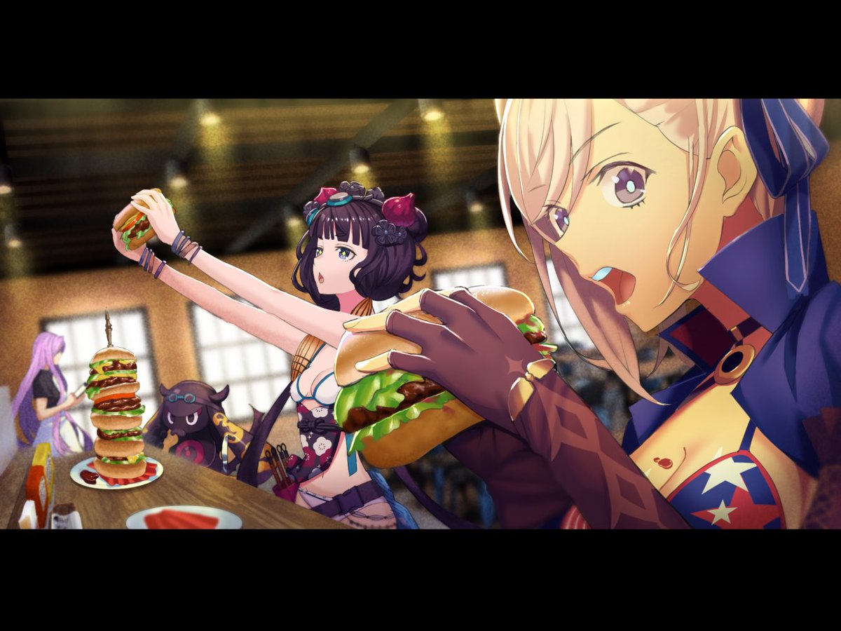 Fgo ハンバーガーを食べる武蔵 北斎のイラスト とと様の食欲もすごそうやなwww