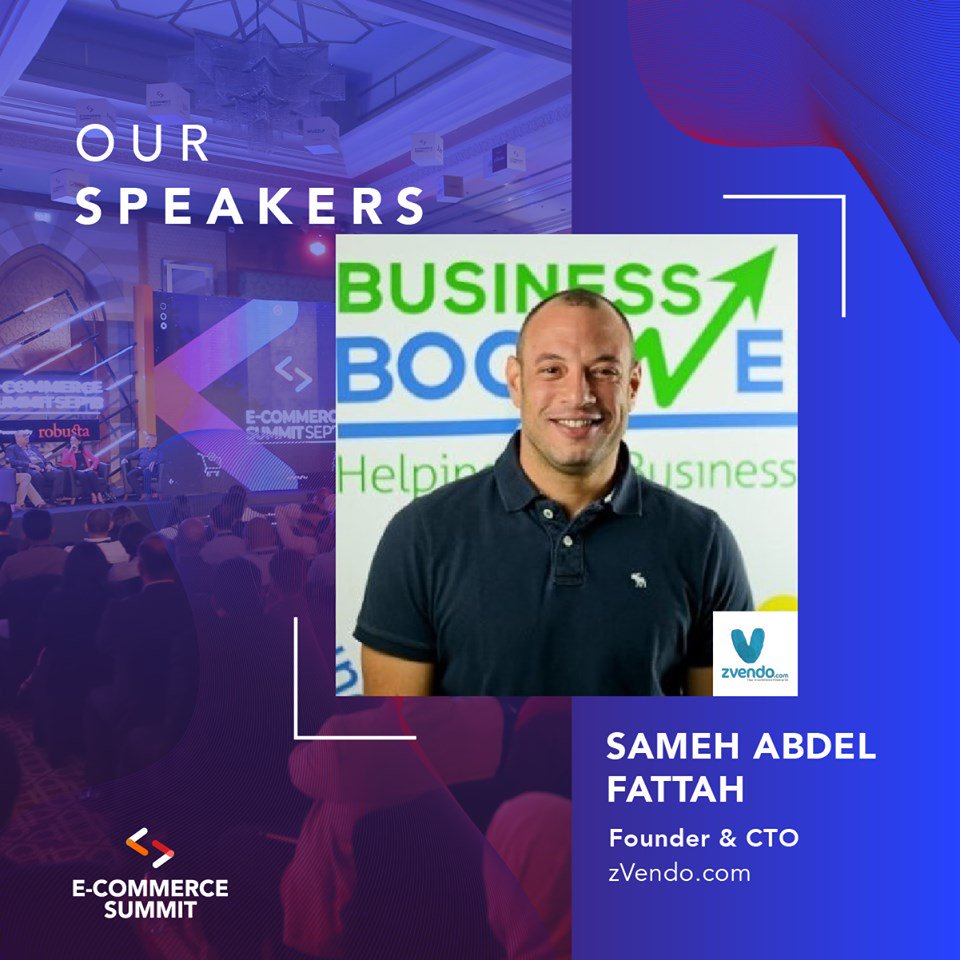 EcommSummitEG's tweet photo. Happy to have Sameh Abdelfattah with us this year. Sameh is Founder and CTO of zVendo, a platform that enables merchants to create their own online store and mobile apps with localized integrations and Arabic support. Book your tickets now: https://t.co/RR25KSbC0x https://t.co/vTp48n338B