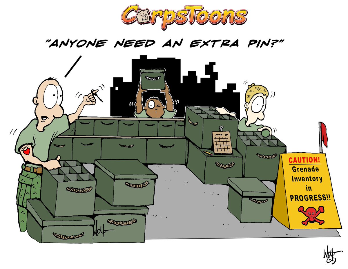MCB_Quantico's tweet photo. #CorpsToons Sunday

Uh Oh!

#Armory  #ArmoryCustodian #Inventory #Marines #Grenades #LiveGrenade #militaryweapon
@marines  @MarineCorps https://t.co/eLlba2enzh