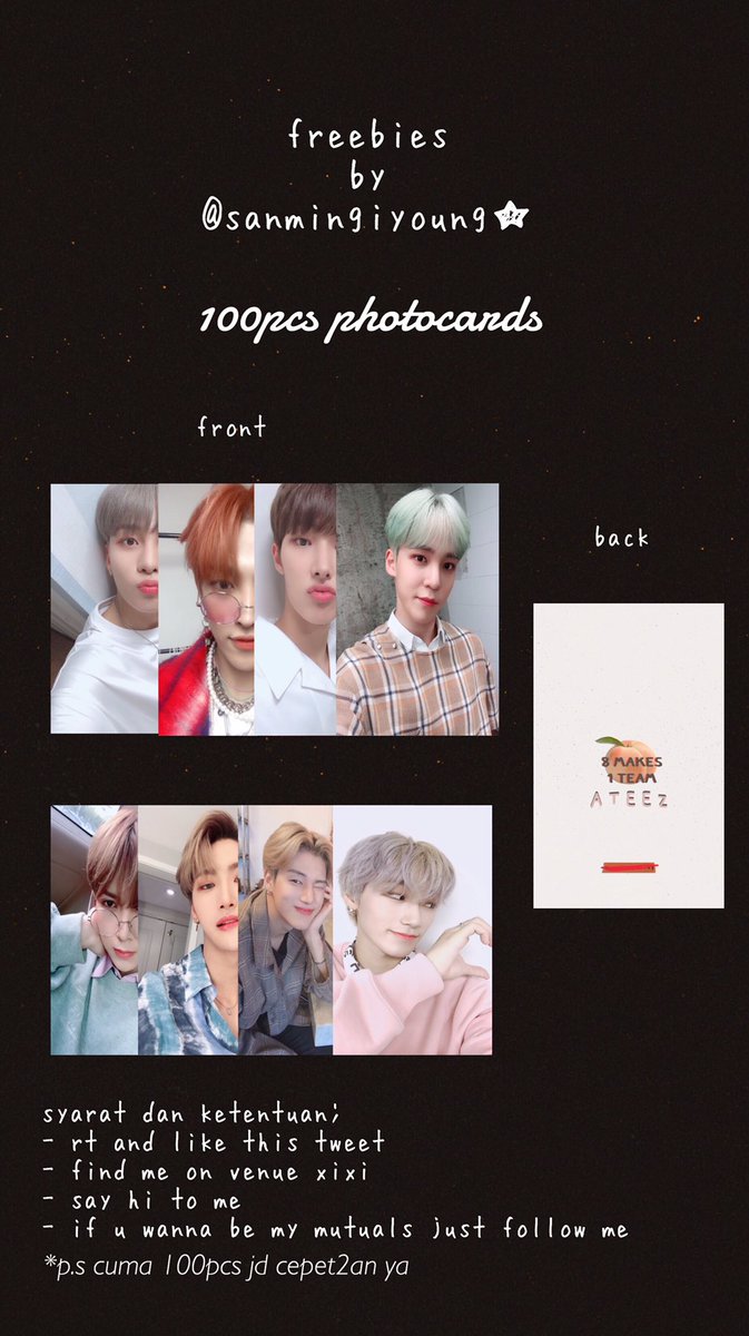 mingikasep's tweet photo. ateez's freebies
by @sanmingiyoung 

📍Spotify On Stage JKT 2019 (Jiexpo Kemayoran Hall C3) 

please help me to rt and like this tweet
how to get? see all the rules on poster 

sampai ketemu di #SpotifyOnStageJKT2019 !! https://t.co/obrAVfoBcM