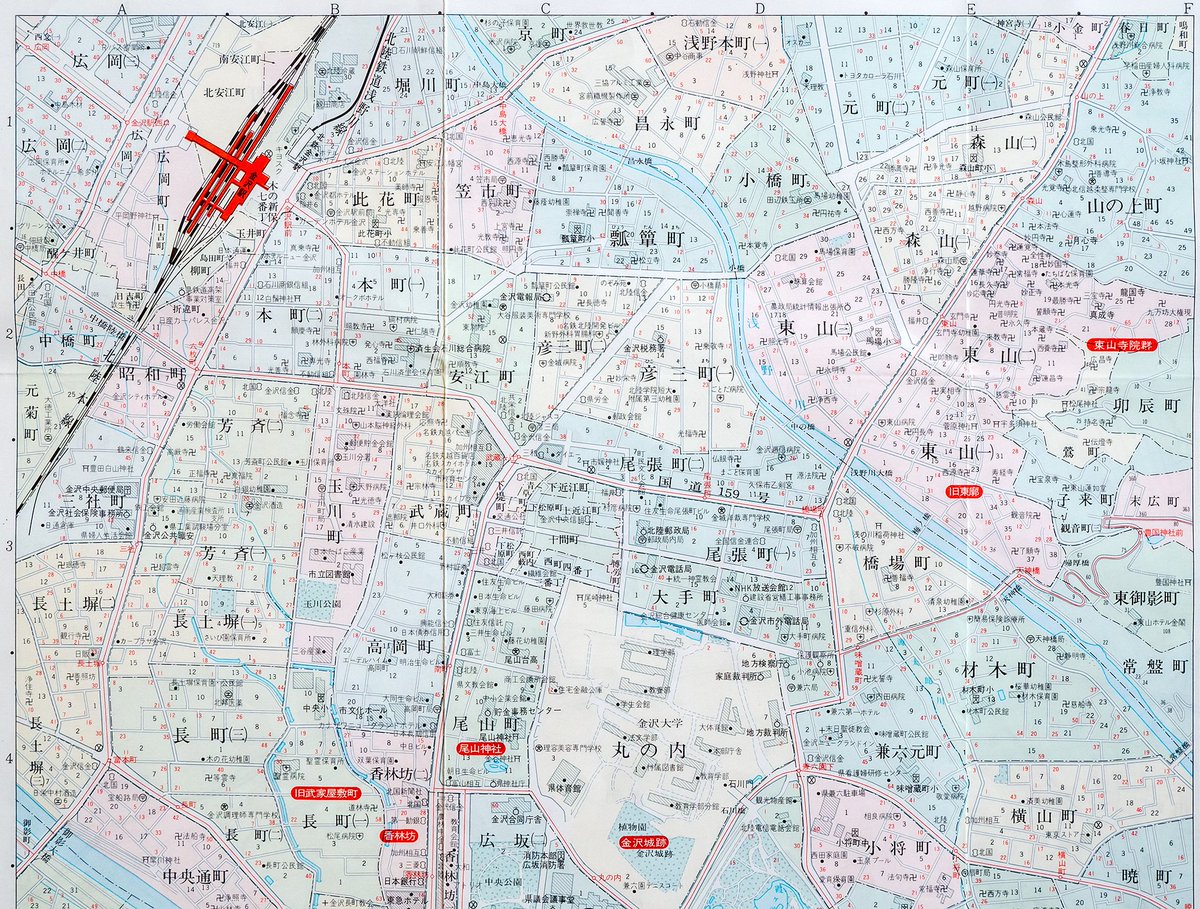 1987年(昭和62年)版の金沢市の地図も実家で発掘。この当時から現在まで