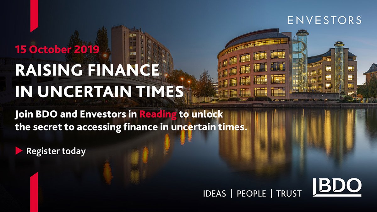 Access to finance remains a key issue for growing, ambitious businesses. Join us in Reading on 15 October to learn more about the #funding options available. Register today: bdo.co.uk/en-gb/events/r…
