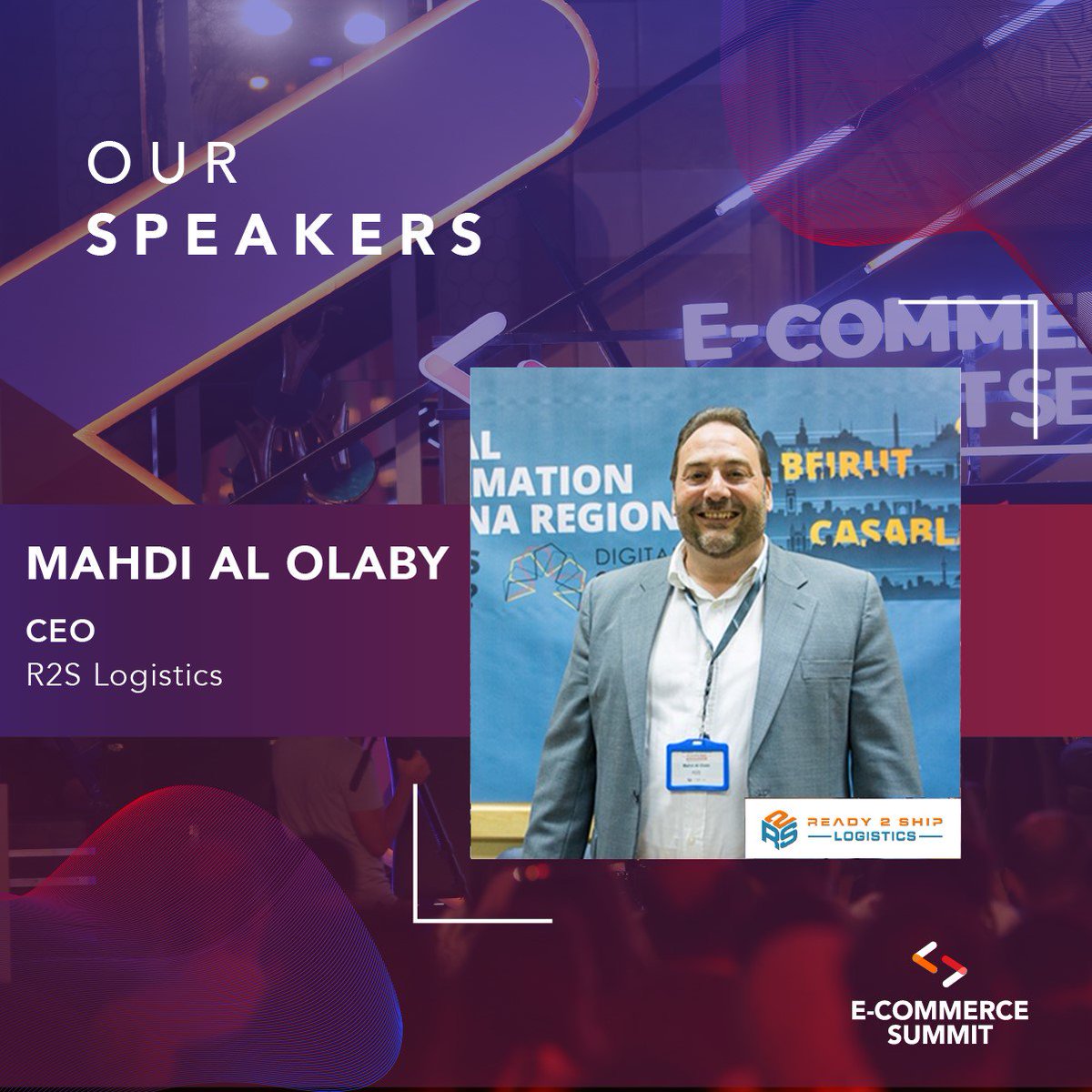 EcommSummitEG's tweet photo. Thrilled to have Mahdi Al Olabi as a speaker in our 2019 edition. Mahdi is the CEO of R2S Logistics. He brings in almost twenty years of experience in e-commerce operations and B2B logistics. Now hurry up and book your tickets now: https://t.co/RR25KSbC0x https://t.co/hAOivAF1ri