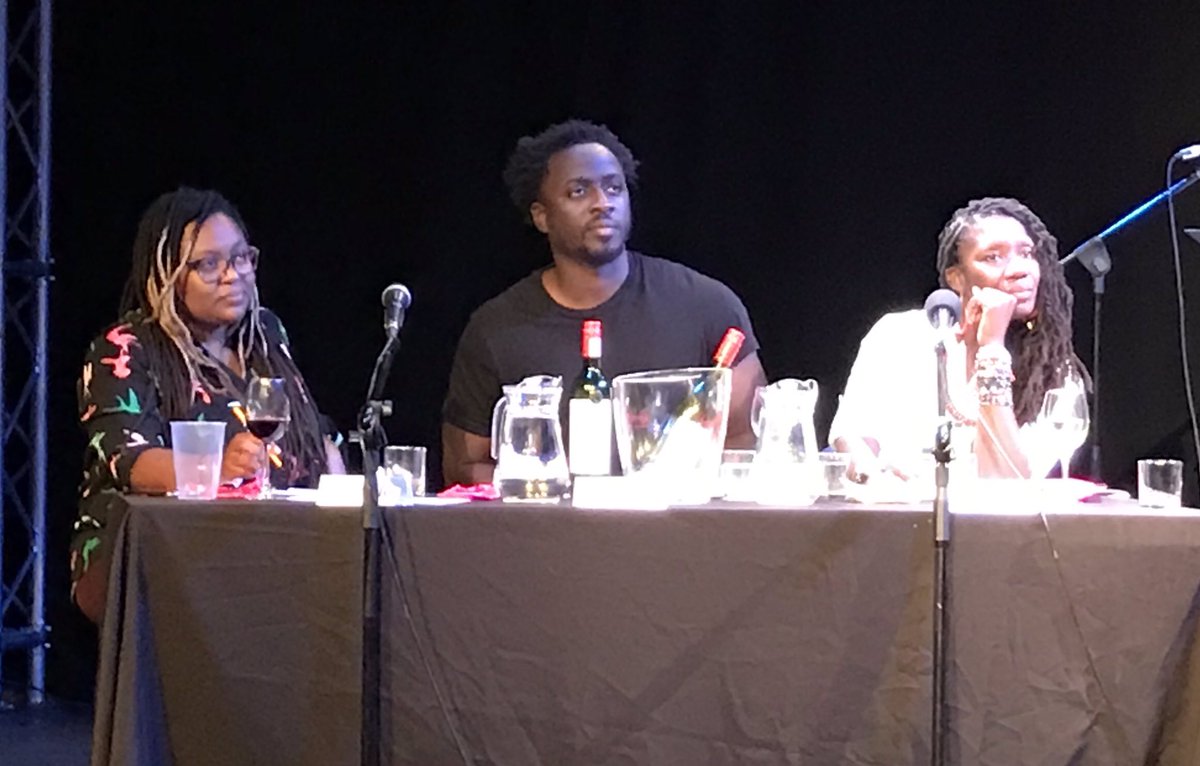 thisisSJKing's tweet photo. Doing some next level stan-ing for these ones @Chaserhys1, @mntshanga @WamuwiM and @NK_Adjei during 2019 writersports at @OpenBookFest #OBF2019 https://t.co/hsAsNDkRqS