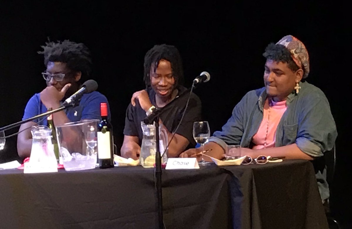 thisisSJKing's tweet photo. Doing some next level stan-ing for these ones @Chaserhys1, @mntshanga @WamuwiM and @NK_Adjei during 2019 writersports at @OpenBookFest #OBF2019 https://t.co/hsAsNDkRqS