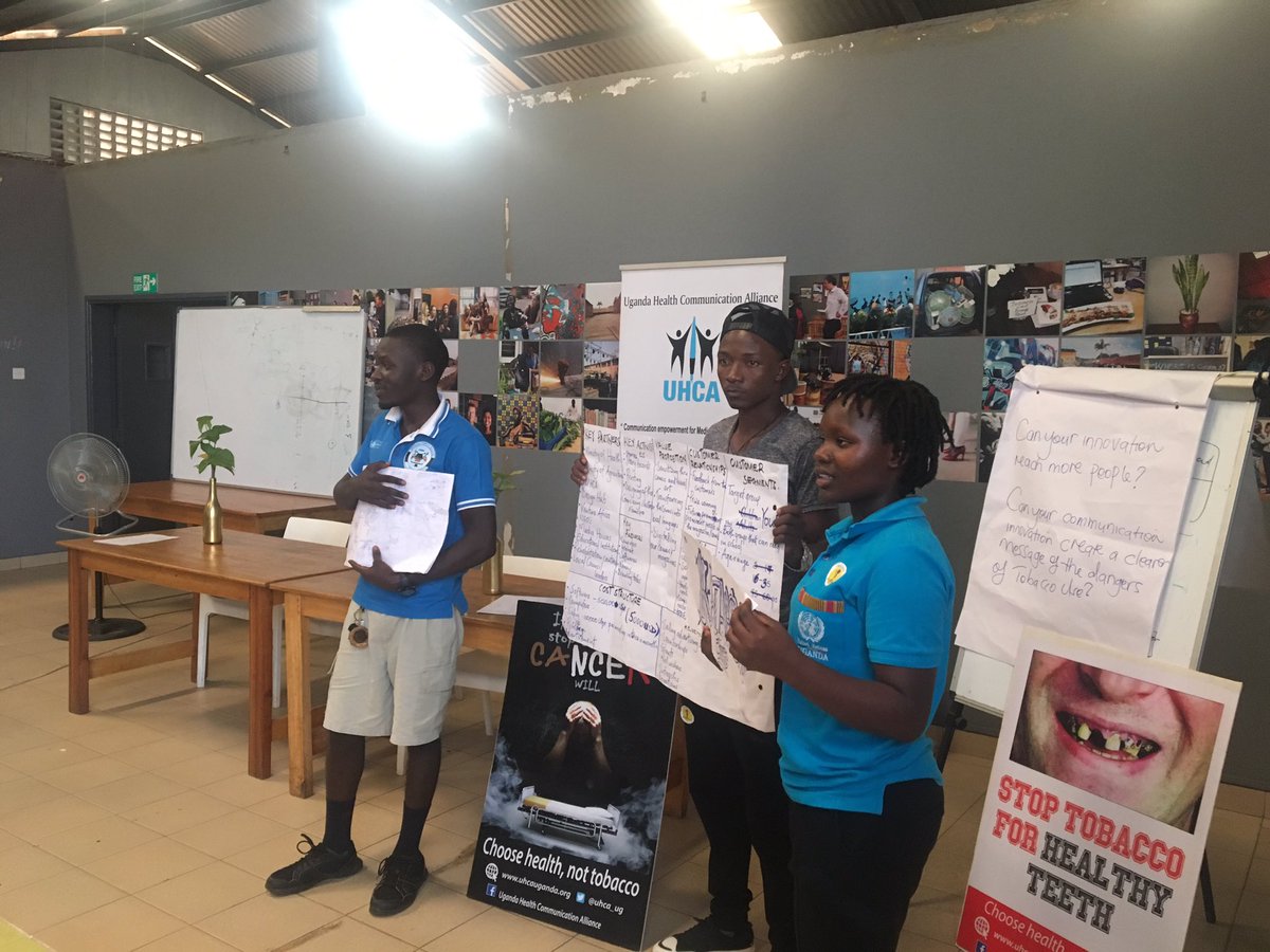 TobaccoCtrlUg's tweet photo. This is Group 2.
Their idea is to create a comic character called Kataba, who is a youth born in Arua. His parents are tobacco growers.
Their target group is the youth &amp; they will pass on their message using cartoons, magazines, Newspapers, Radio &amp; TV.
#Hack4TobaccoControl https://t.co/0VJtF9nKmY