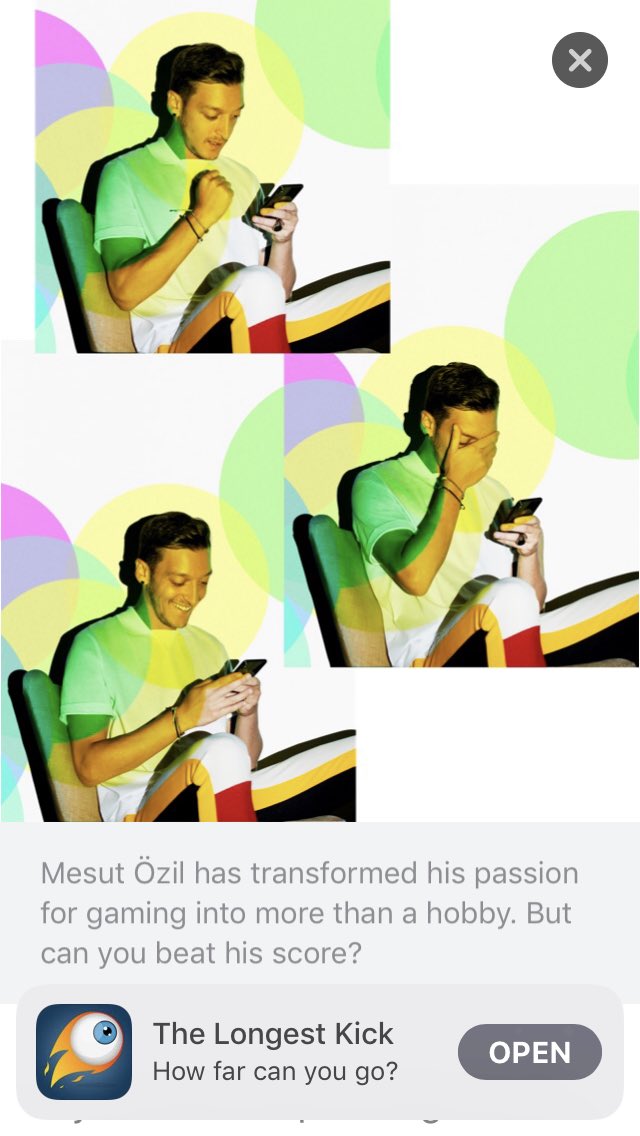 AppninStudios's tweet photo. We’re so excited that @Apple have featured ‘The Longest Kick’ on the @AppStore today. Head over to read @MesutOzil1088’s interview and see if you can beat his score 🏆⚽️ #HighScoreChallenge https://t.co/JQqcSAPuB0