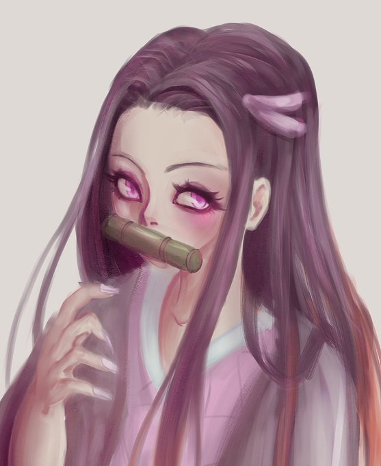 Jacky QuickさんがTwitterに投稿した竈門禰豆子(鬼滅の刃)のイラスト。