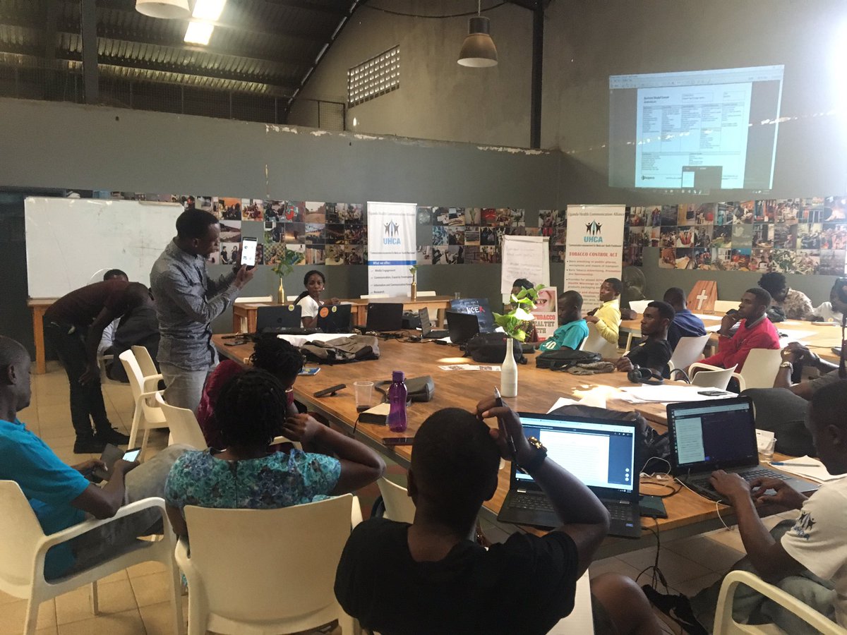 TobaccoCtrlUg's tweet photo. This is Group 3 called Change Agents
They have come up with the Apana app that uses entertainment to sensitize on the dangers of tobacco. The Key Activities to create Tobacco awareness are Movies, music and animation. 
#Hack4TobaccoControl https://t.co/aLdzdcCLLo