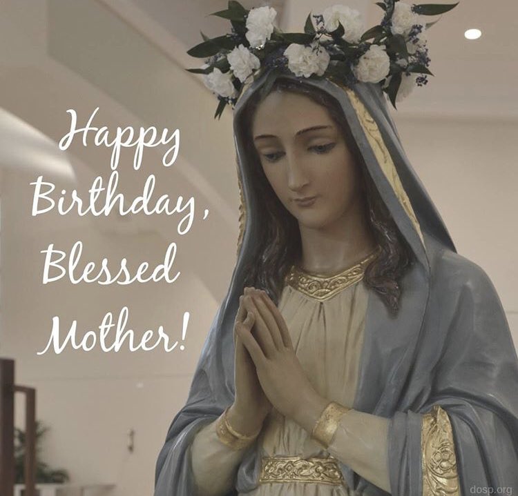 cf_ocf's tweet photo. Happy Birthday to our #BlessedMother! 

This Feast is celebrated on September 8, nine months after the Solemnity of the Immaculate Conception, which is celebrated on December 8. #NativityoftheBlessedVirginMary #deepenfaith #praytherosary #HailMary #FullofGrace #HolyQueen https://t.co/7XVUSkdcDz