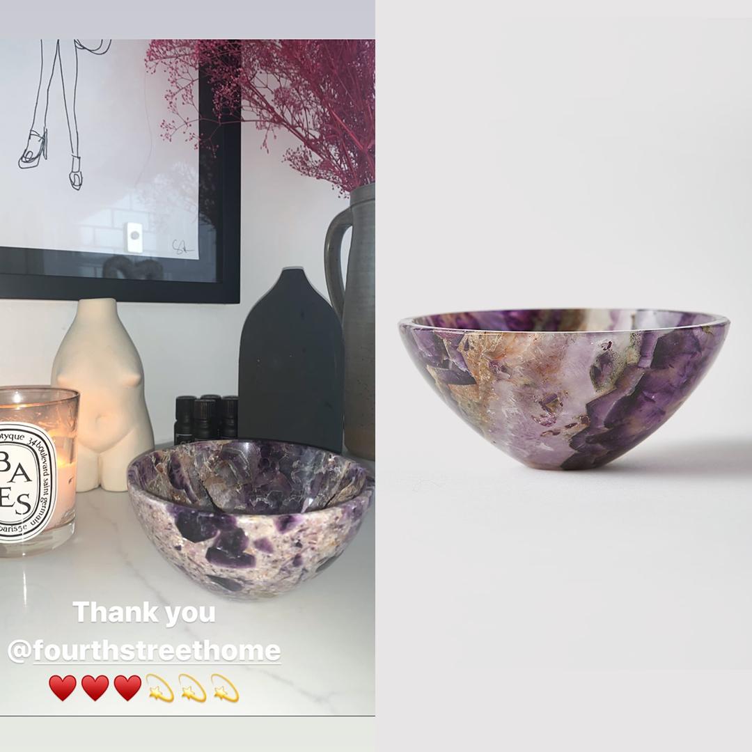 ptonkincloset's tweet photo. 3 September [2019] | On Phoebe Tonkin IG stories you can see #fourthst Amethyst Bowl which comes in three sizes (from $124 to $486), #rachelsaunders The Woman Vase ($190) in Creme, various essential oils (and what I think could be an Oil Diffuson). #phoebetonkin https://t.co/bDcxfibYb9