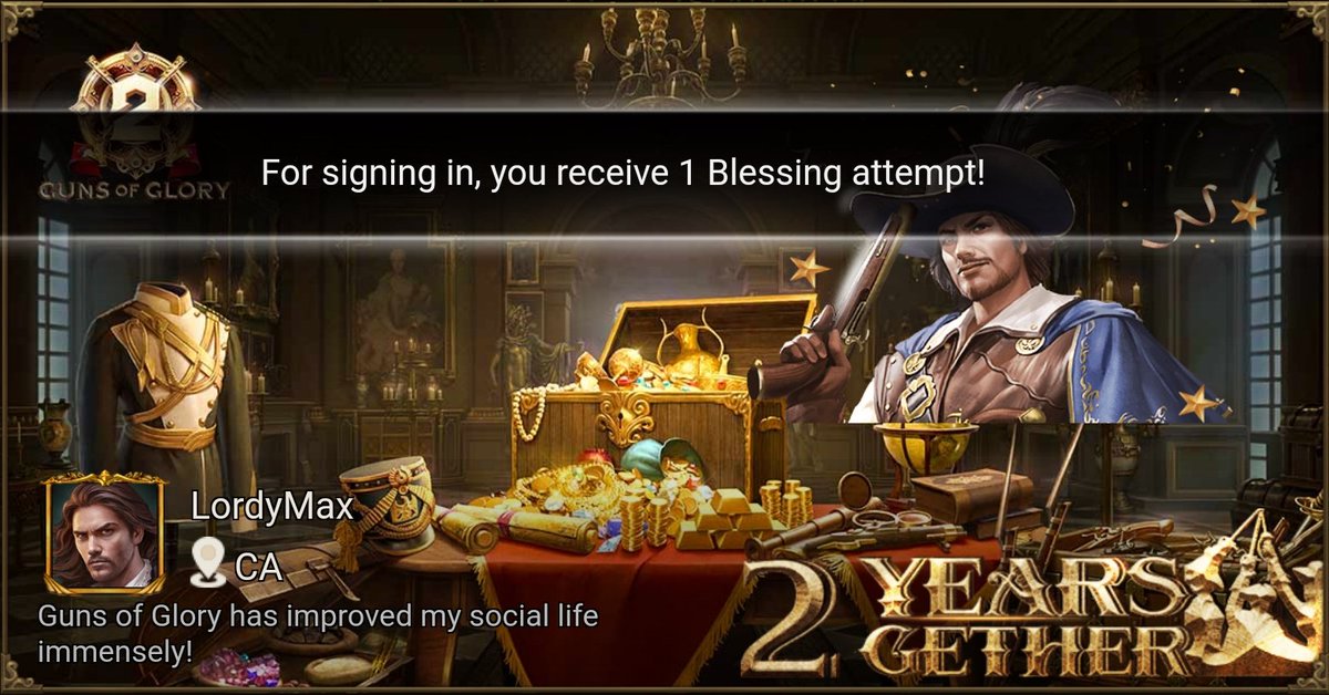 MaxleBill's tweet image. [Hot Event] Celebrate 2nd Anniversary with Guns of Glory! gog-news.kingsgroupgames.com/api/gog2ths/th…