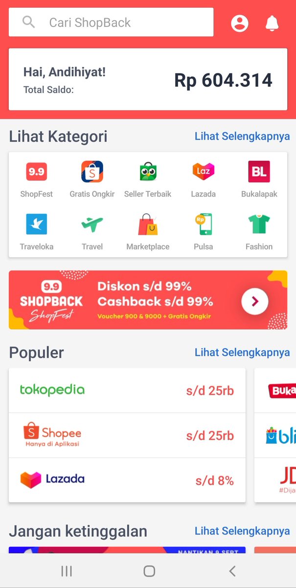 Gua mau giveaway nih pulsa 50K utk 10 org, 5 powerbank utk 5 org, dan 1 hape android utk 1 org

Caranya
- RT tweet ini
- Klik link app.shopback.com/andihiyat, kalo belum install donlot dulu
- Reply screenshot akun ShopBack kalian pake hashtag #SobatShopBack

Sampe bsk jam10 malam ya