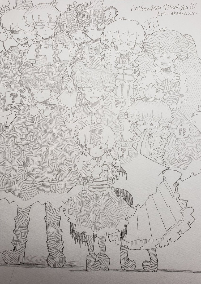 赤狐 Akagitsune A Twitter フォロワー400人記念イラストを描いてみました 皆さん本当にありがとうございます 今回は私の好きなfnafキャラクターを擬人化で描きました これからもよろしくお願いします