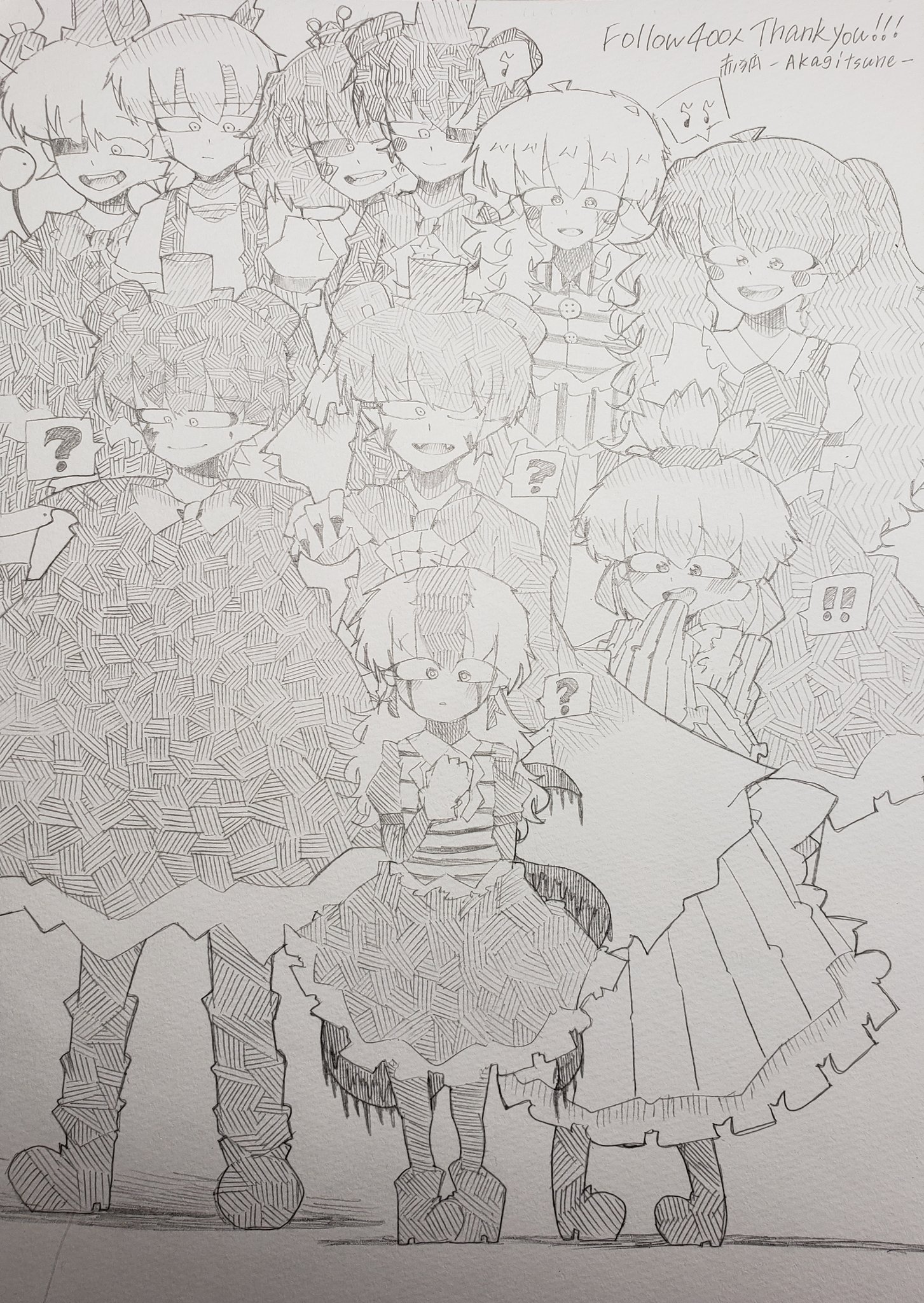 赤狐 Akagitsune A Twitter フォロワー400人記念イラストを描いてみました 皆さん本当にありがとうございます 今回は私の好きなfnafキャラクターを擬人化で描きました これからもよろしくお願いします