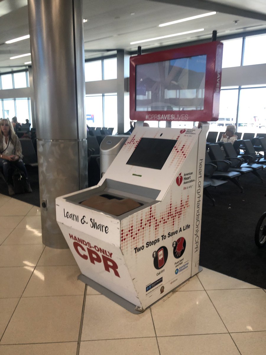 learnbls's tweet photo. If you are flying, look out for a #HandsOnlyCPR kiosk &amp; learn the #2StepsToSaveALife. Spotted this near Gate A12 @Atlanta_Airport. #LearnCPR #SaveALife #CPRSavesLives https://t.co/gTKDlWGM5O
