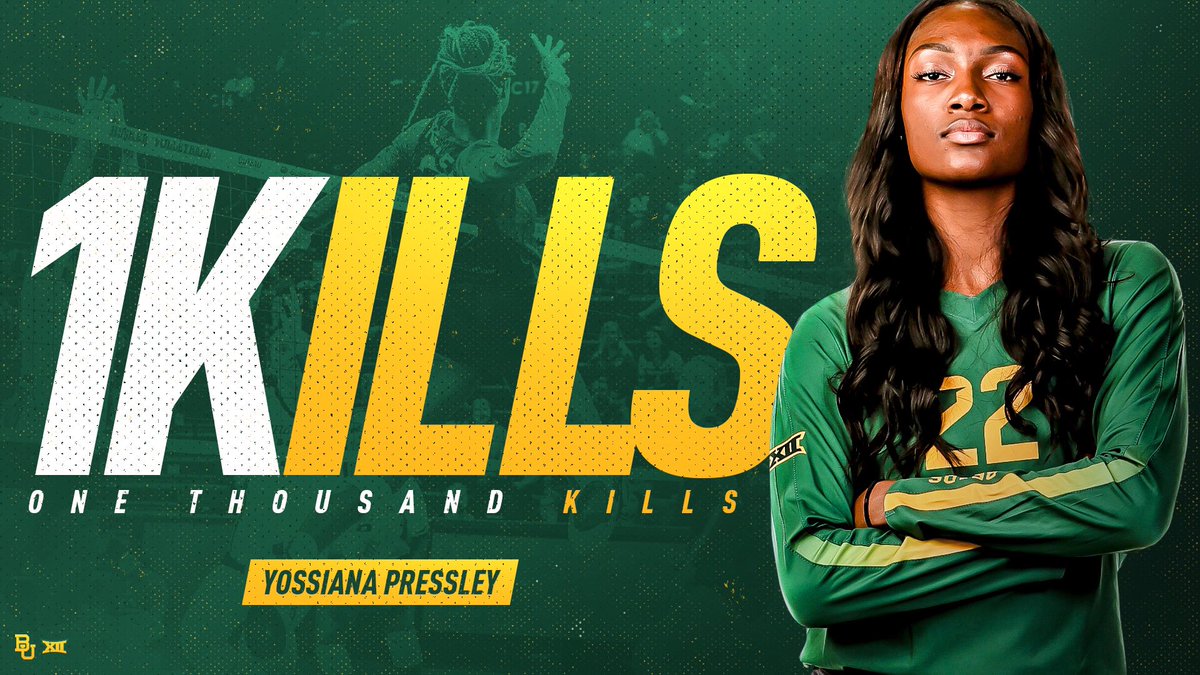 With 20 kills against Marquette today, junior Yossiana Pressley surpasses 1,000 career kills! 😎

You’re a rockstar, <a href="/yossiana22/">Yossi Coughlin</a> 💯 #SicEm #NCAAVB