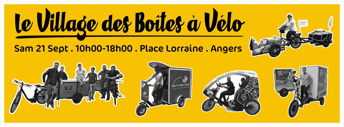 Rdv le sam 21 sept à #angers pour tester des 📦 à #vélos... en vrai ! On amène les pédales, tu amènes tes guiboles 💪
<a href="/solidarifood/">SolidariFood</a> <a href="/WeelzFr/">Weelz! Le média vélo Leader de Pignon</a> <a href="/Viaveloangers/">Viavelo</a> <a href="/KliveoAngers/">K’Liveo 🚲</a> <a href="/BoitesVeloParis/">Les Boîtes à Vélo - Paris & Île-de-France</a> <a href="/BavNantes/">les Boites à Vélo</a> <a href="/paysdelaloire/">Pays de la Loire</a> <a href="/M_Orphelin/">Matthieu ORPHELIN</a> <a href="/ademe/">ADEME</a> <a href="/ChristopheBechu/">Christophe Béchu</a>  #velocargo #mobilite