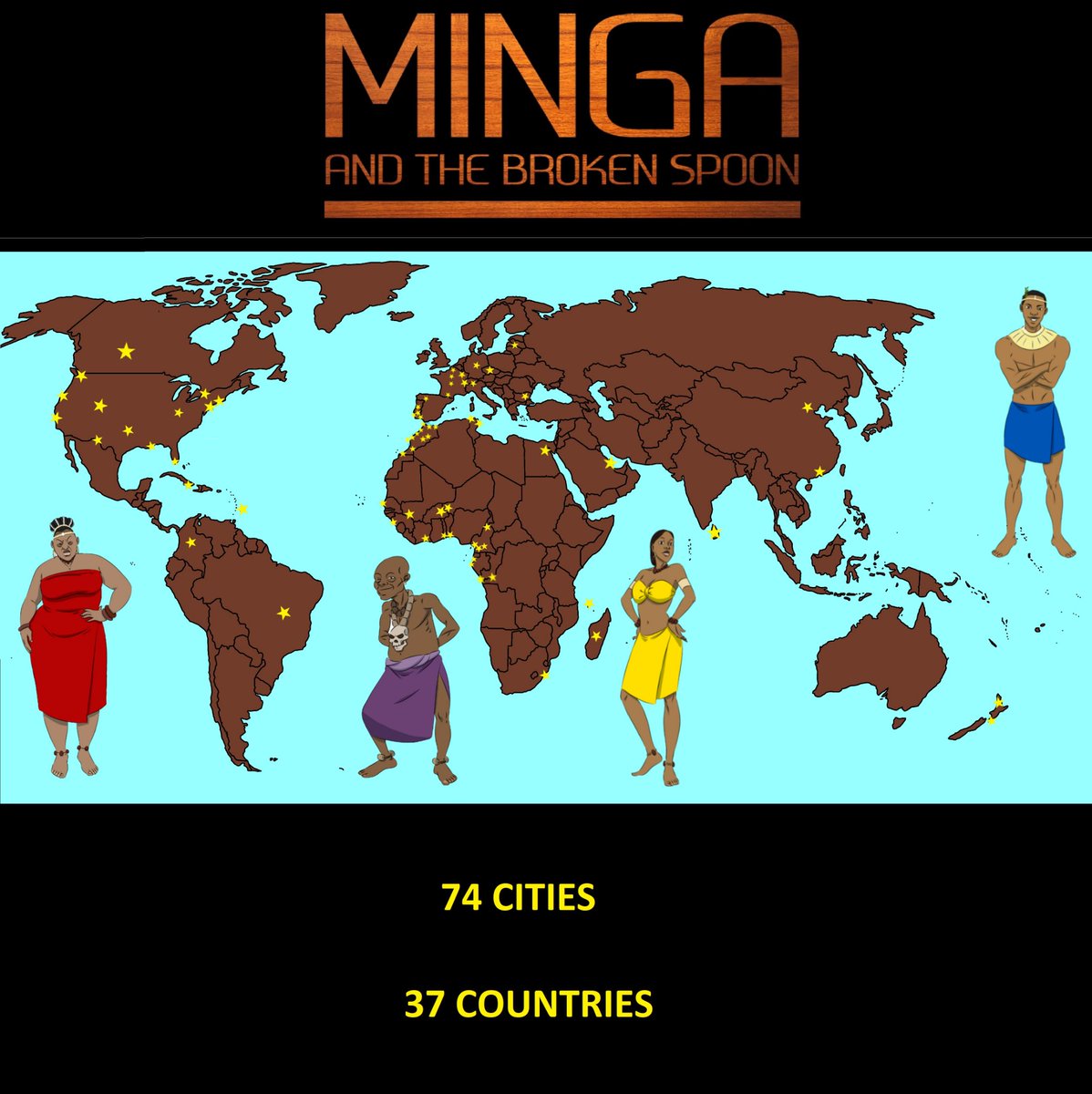 cledley's tweet photo. Minga et la cuillère cassée a été projeté à ce jour dans 74 villes réparties dans 37 pays. Restez connectés parce que c'est loin d'être terminé... #Animation #MingaLeFilm #CledleyProductions #Africa #AfricanTale #Cameroun #Cameroon https://t.co/s2cmGfXFHm
