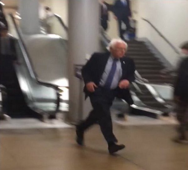 Me running to wish bernie sanders a happy birthday 
