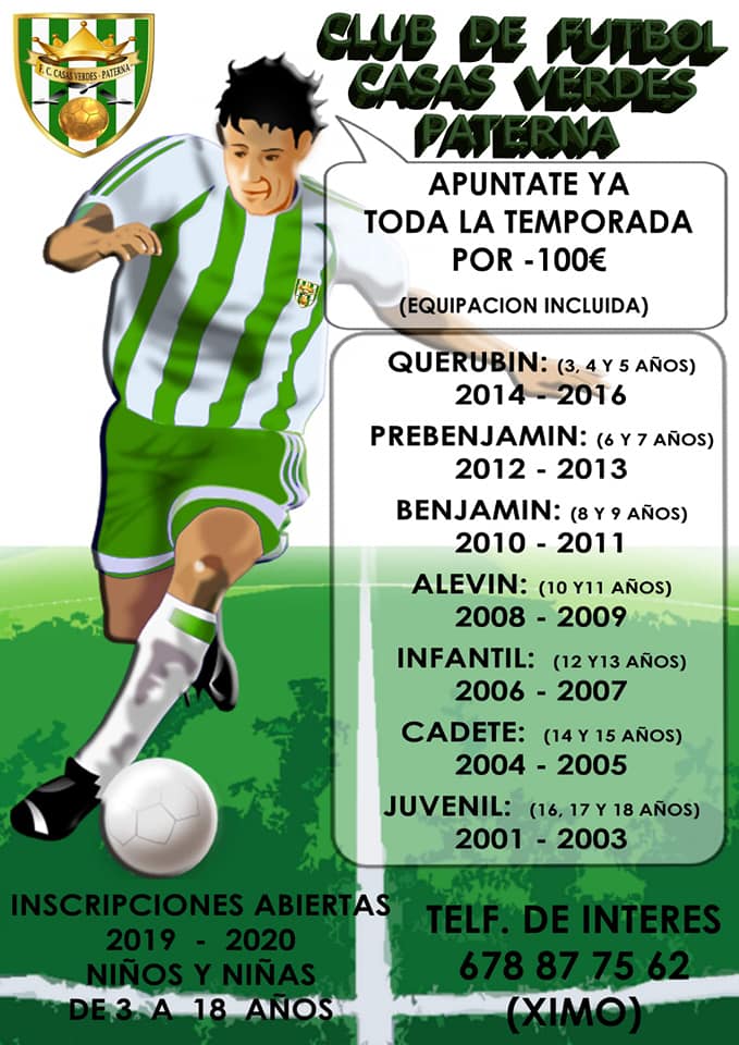 f_verdes's tweet image. El CLUB CASAS VERDES PATERNA .abrirá las puertas día 9 de septiembre alas 18:00 para todos  aquellos que quieran probar pueden pasarse sin ningún compromiso . Os esperamos a todos el lunes
@AytoPaterna @SagredoMarco @masdelrosari