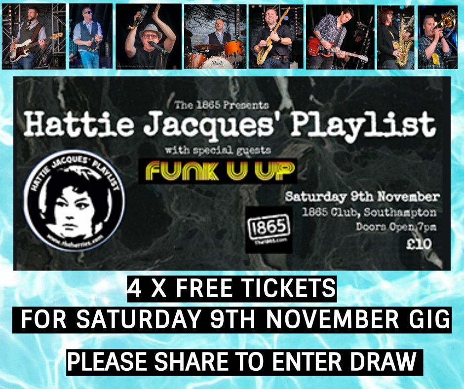 Please share and comment on this post to enter the free draw next month give a set of 4 free tickets to see the Hatties  (with FUNK U UP and Stephen Cheatle) at Club 1865.

We will announce the winner in one months time.
The Hatties