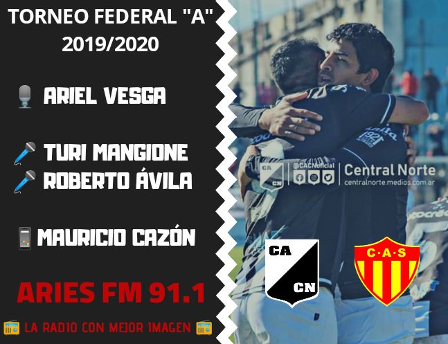 ElDpa's tweet photo. #TorneoFederalA 
Aries FM 91.1

@CACNoficial vs @sarmientochaco

🏟️ Padre Martearena
🕓 16.00 hs.  LA PREVIA
🕔 17.00 hs.  EL PARTIDO

https://t.co/dXpaRWFY06

LA RADIO CON MEJOR IMAGEN https://t.co/RJRlw7yBgd