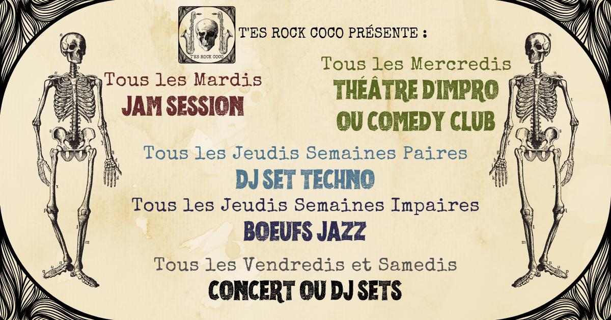 TesRockCoco's tweet photo. 🎷💀🎷Le T'es Rock Coco est Ouvert du Mardi au Samedi de 17H à 02H 🎷💀🎷
#angers #tesrock #jamsession #theatre #Jazz #comedyshow #angersmaville #angersculture #biere #bar #cafeconcert #ladoutre #djset #angersinfo #cultureangers #angersbynight #angerstourisme #anjou #jaimelanjou https://t.co/M4KDbjOQhb