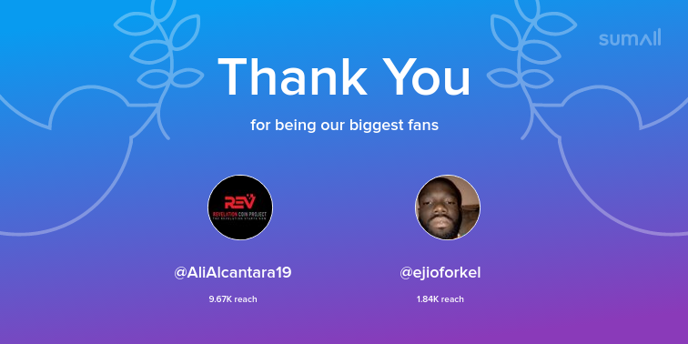 Our biggest fans this week: AliAlcantara19, ejioforkel. Thank you! via sumall.com/thankyou?utm_s…