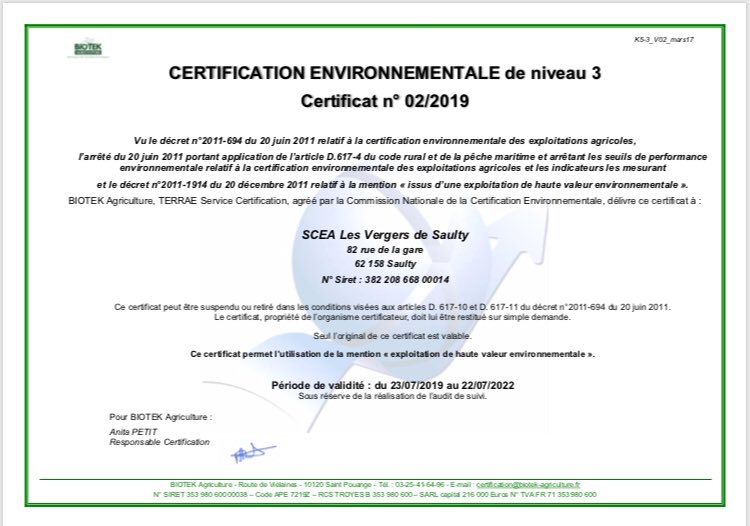 Nos vergers situés à Saulty(62) sont certifiés: Haute valeur environnementale NIVEAU 3! Nous sommes le 1er verger de pommes et poires certifié à ce niveau dans les Hauts de France!👍
#bzzzz
#agribio
#agriraisonnee
#vergersecoresponsables
#HVE3
#chouchoutonslanatureetlesHommes
