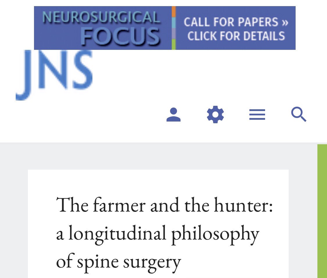 JNSPG_EIC's tweet photo. A great read! A spine surgery leader’s philosophy on how best to look after our patients! Read it now in before print publication @TheJNS ! 
https://t.co/NvEELIg4yC https://t.co/7oJOKqIFCr
