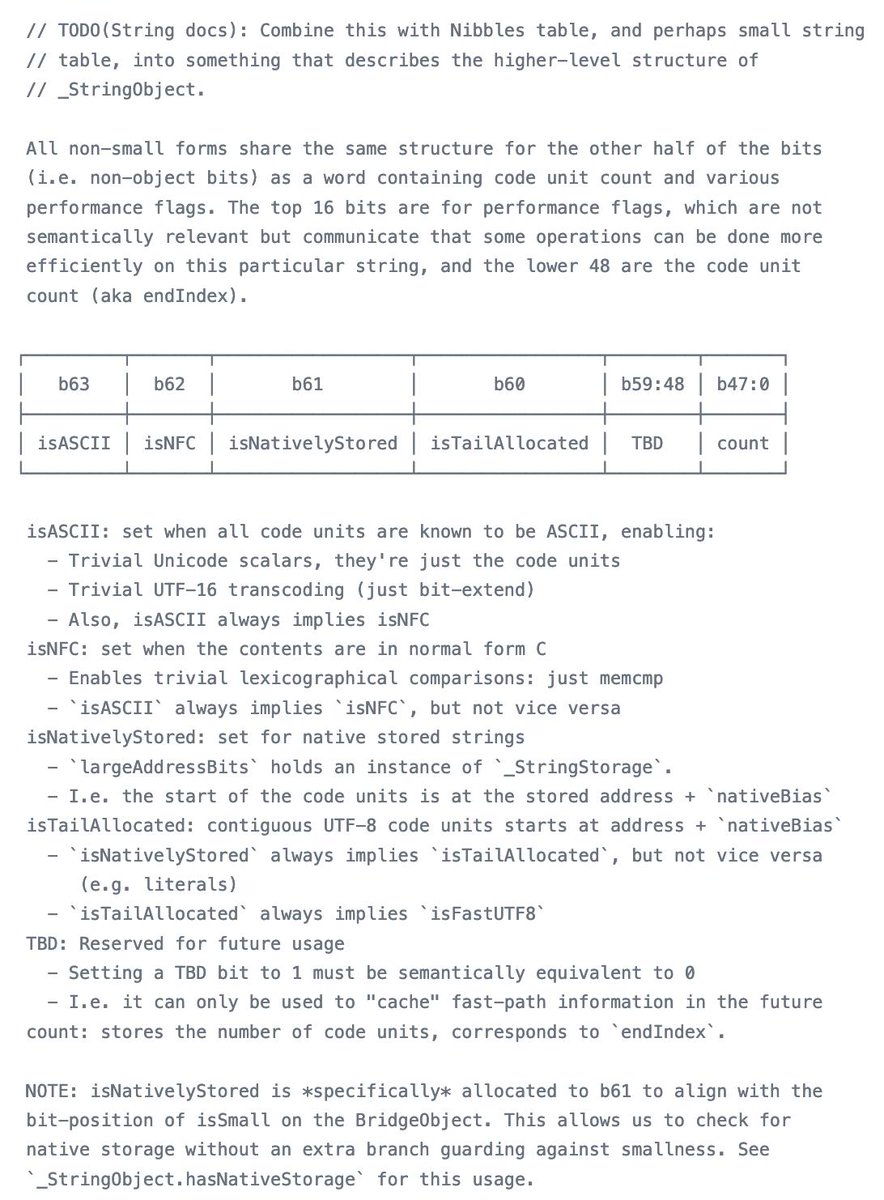 screenshot of some code comments: https://github.com/apple/swift/blob/master/stdlib/public/core/StringObject.swift#L576-L615
