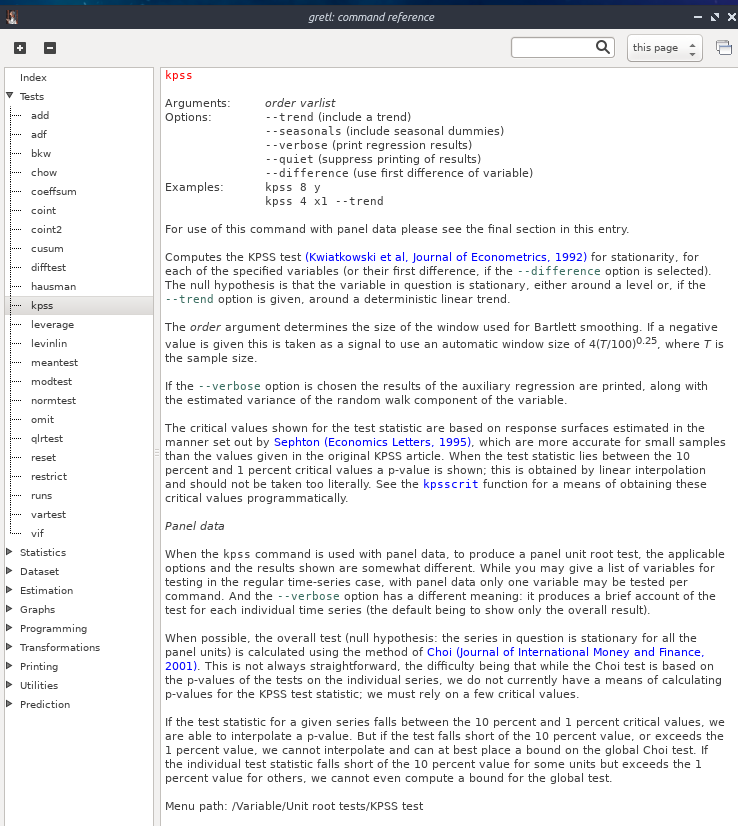 gretl_stats's tweet photo. Daily-Gretl-Commands: < kpss > #statistics #econometrics #datascience #DataAnalytics #hansl #gretl #timeseries #unitroot https://t.co/mqaUMgn5TE
