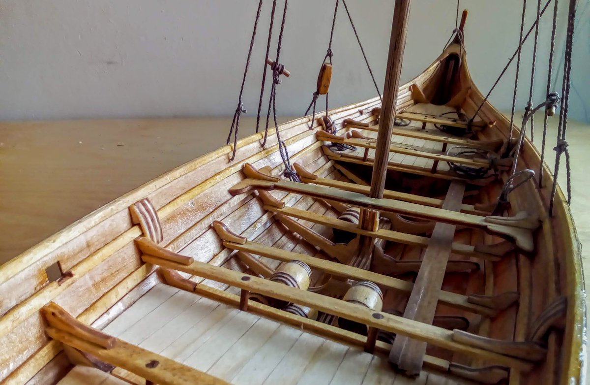 helgseiler's tweet photo. The completed deck of the 1:25 Roar Ege (#Skuldelev 3) from #billingboats . It was a very easy project, that I can recommend for people who want to make a quality #viking ship model.
#skuldelevskibet #vikingeskibsmuseet #modeling #sailboat #woodenmodel https://t.co/oCQQziVv9H