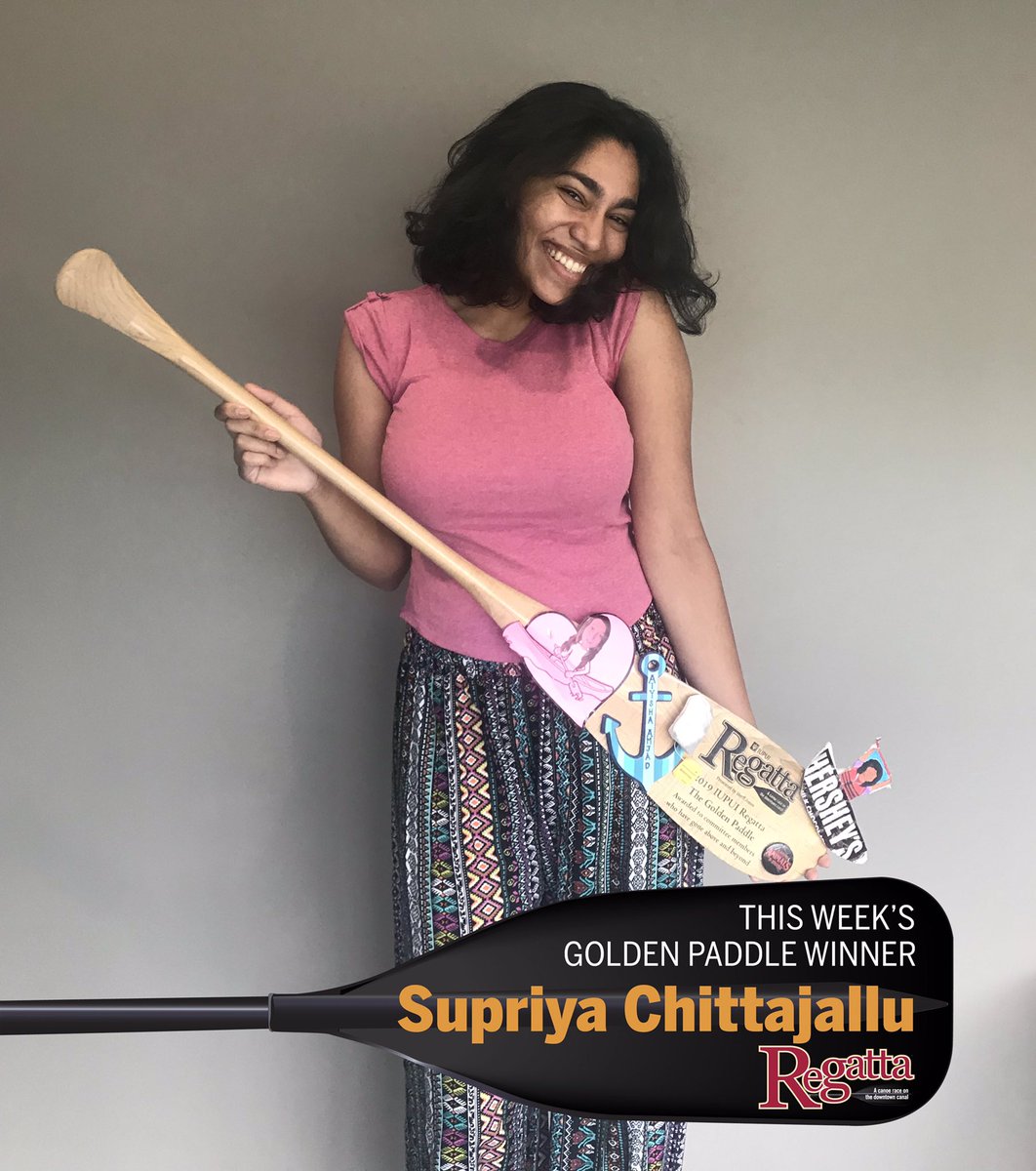 IU Indianapolis Regatta (@iupuiregatta) on Twitter photo Congrats, <a href="/supchitt/">Supriya Chittajallu, MBA</a>, on winning the Golden Paddle! Supriya’s overall attitude and winning smile never fails to brighten our day. Thanks for all your hard work and dedication! 🏆🥳 Congrats, <a href="/supchitt/">Supriya Chittajallu, MBA</a>, on winning the Golden Paddle! Supriya’s overall attitude and winning smile never fails to brighten our day. Thanks for all your hard work and dedication! 🏆🥳