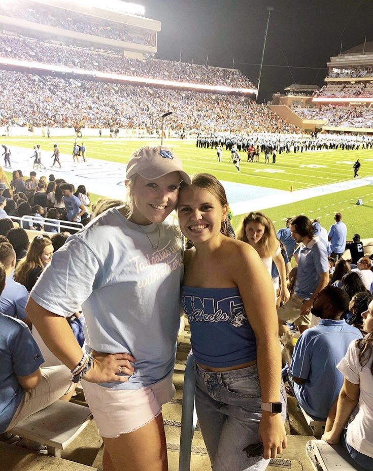 UncClubSoftball's tweet photo. Cheering on our @TarHeelFootball team to VICTORY last night! 🙌🏽💙🐏🏈🔥 #GoHeels https://t.co/tMCWos90jj